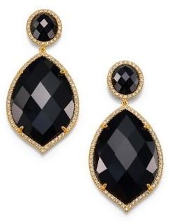 Marquis MIJA Black Onyx & White Sapphire Oval Drop Earrings