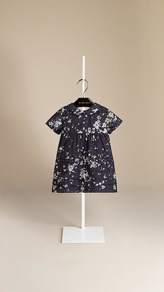 Burberry Floral Print Cotton Silk Dress