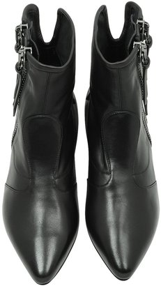Giuseppe Zanotti Black Leather Wedge Boot w/Zips and Buckle