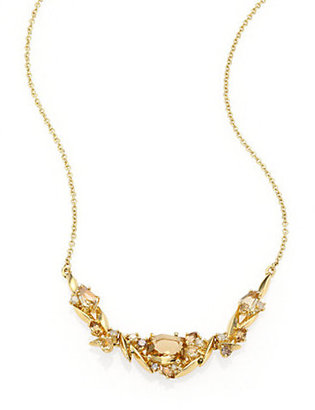 Alexis Bittar Fine Citrine, Multicolor Diamond & 18K Yellow Gold Marquis Necklace