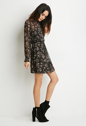 Forever 21 Contemporary Floral Chiffon High-Neck Dress