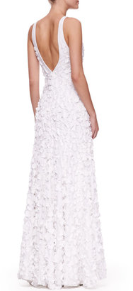 Ralph Lauren Collection Kiley Floral-Applique Cotton Gown, White