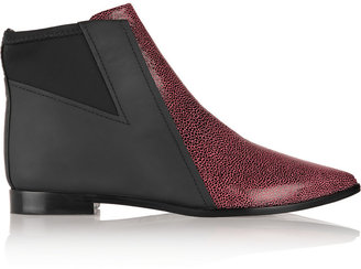 Tibi Philipa snake-effect leather and scuba-jersey ankle boots