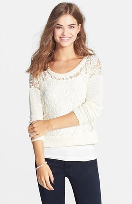 Paper Crane Lace Front Sweater (Juniors)