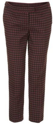 Topshop Womens MATERNITY Houndstooth Cigarette Trousers - Burgundy