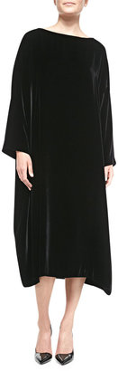 eskandar Velvet Bateau-Neck Dress, Black
