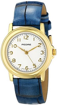 Pedre Women's 0231GX Gold-Tone with Antique Blue Strap Watch