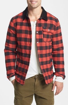 Brixton 'Cass' Quilted Check Flannel Shirt Jacket with Corduroy Collar