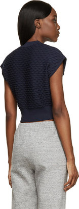 3.1 Phillip Lim Navy Cropped Ribbed Sweater