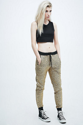 Jaded London Quilted Joggers in Gold