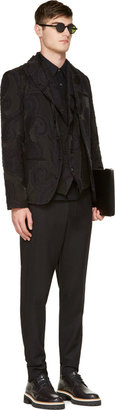 Ann Demeulemeester Black Wool Embroidered Waistcoat