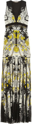 Roberto Cavalli Printed silk-chiffon and lace gown