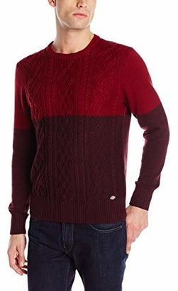 Dickies Men's Connor Color-Block Fisherman Cable-Knit Sweater
