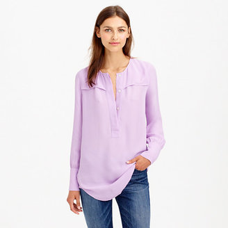 J.Crew Petite covered-button crepe blouse