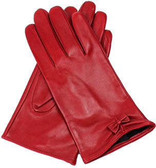 Dents Leather gloves with bow trim