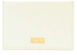 Ferragamo Revival Two-Tone Card Case, Brown/White