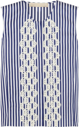 Vanessa Bruno Anina embroidered striped cotton-poplin top