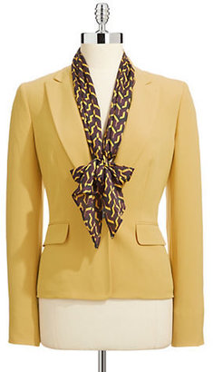 Kasper Suits Crepe Single Button Blazer with Scarf