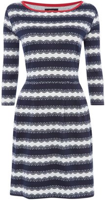 Therapy Picot print stripe fit and flare dress