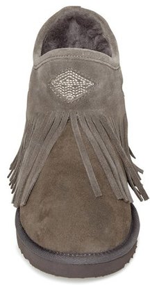 Koolaburra Women's 'Haley - Diamond' Fringe Cuff Leather & Shearling Boot, Size 7 M - Grey