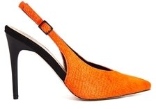 ASOS PRESENTER Leather Pointed High Heels - Orange