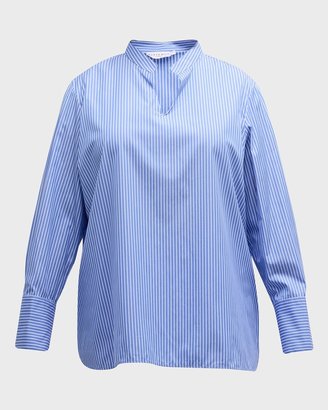 Harshman Plus Size Ellis Button-Side Cotton Blouse