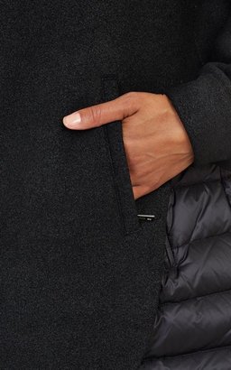 Moncler Fur-Collar Layered A-line Rindou Coat-Black