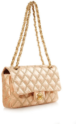WGACA Vintage Chanel Pink Satin Tan Stitch Handbag From What Goes Around Comes Around