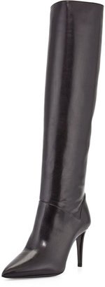 Prada Leather Pointed-Toe Knee Boot