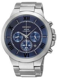 Seiko Chronograph Blue Dial Stainless Steel Bracelet Mens Watch