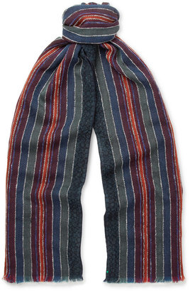 Boglioli Striped Woven Wool-Blend Scarf