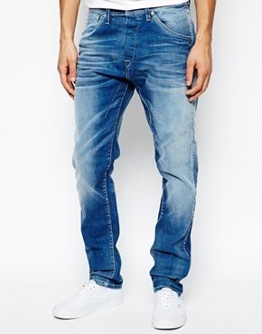 Jack & Jones Tapered Fit Jeans In Mid Wash - Bl262 - mid wash