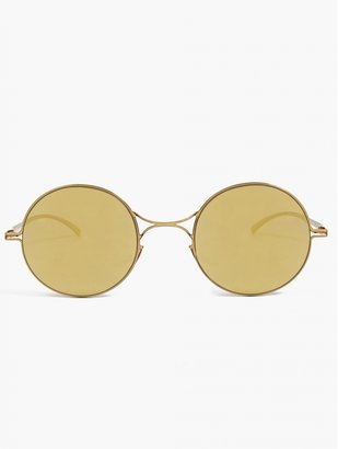 Mykita X Maison Margiela Mirrored Gold Rounded Essential Sunglasses