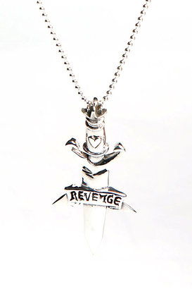 Femme Metale Jewelry Revenge Dagger Pendant in Silver