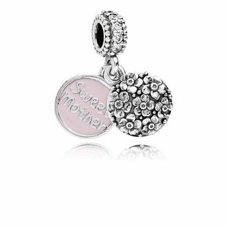 Pandora Sweet mother pink enamel silver dangle charm