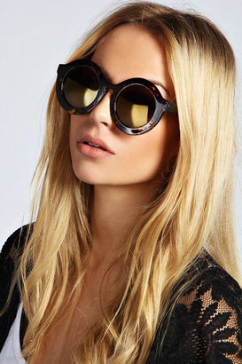 boohoo Claudia Oversize Round Mirrored Sunglasses