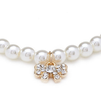 Forever 21 Faux Pearl Bow-Charm Bracelet