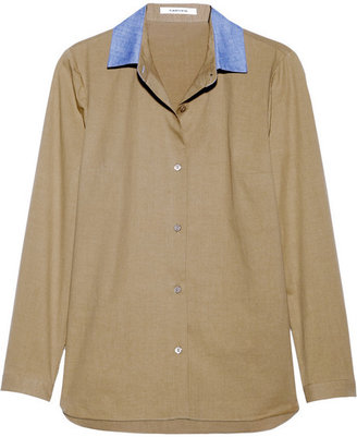 Carven Contrast-collared cotton-poplin shirt