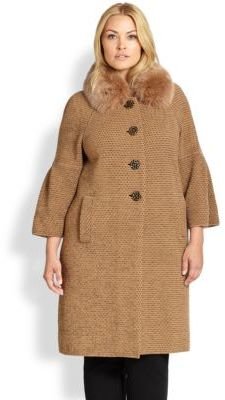 Stizzoli, Sizes 14-24 Knit Fur-Collar Coat
