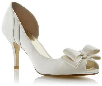 Roland Cartier Ladies DAMIANA - IVORY Semi D'orsay Peep Toe Bow Trim Court Shoe