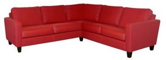 Debenhams Red leather 'Dante' corner sofa with dark wood feet