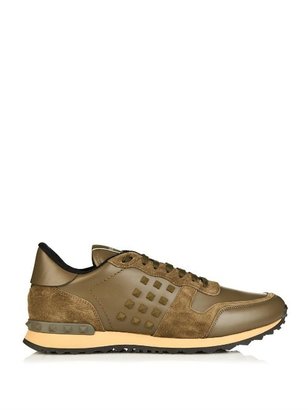 Valentino Rockstud leather and suede trainers