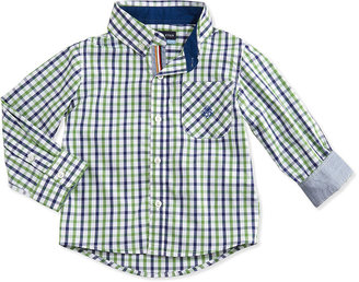 Andy & Evan Check Button-Down Oxford Shirt, Green, 2T-7Y