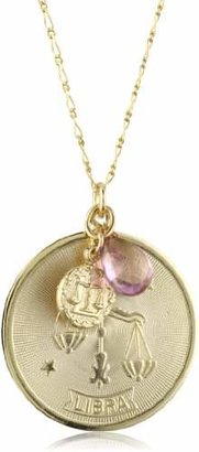 A.V. Max Horoscope" Libra Coin and Teardrop Stone Pendant Necklace