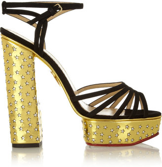 Charlotte Olympia Rising Star crystal-embellished suede sandals