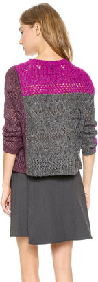 Nanette Lepore Pointelle Patch Crew Sweater