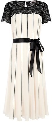 Jacques Vert Chiffon Dress, Cream/Black