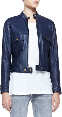 Current/Elliott Leather Front-Zip Moto Jacket