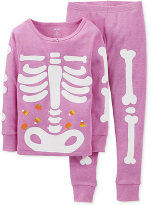 Carter's Baby Girls' 2-Piece Halloween Skeleton Pajamas