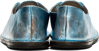 Marsèll Pale Blue Metallic Distressed Leather Shoes